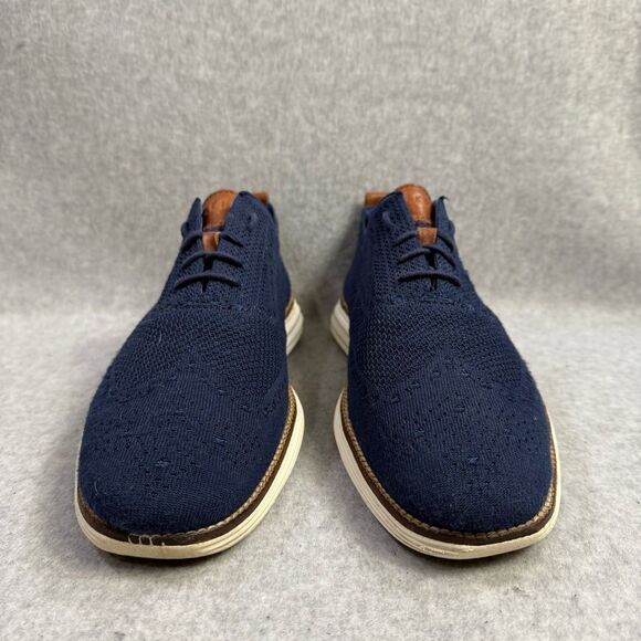 Cole Haan Men Shoe Size 11.5 Navy Blue Knit Original Grand Wingtip Oxford C27960 - Picture 2 of 9